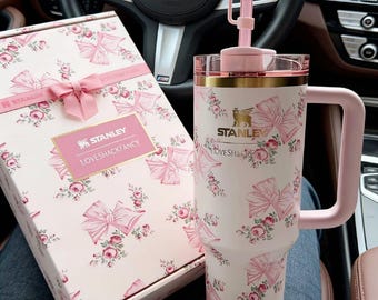 Love Shack Fancy 40oz Tumbler Cup | Söt Stanley|Isolerad resemugg Present Alla hjärtans dag Mors dag Jul | Present till henne