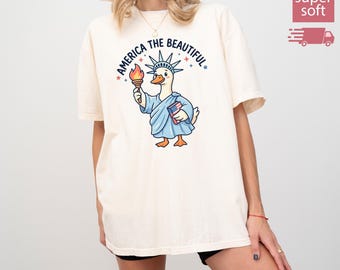 T-shirt américain surdimensionné Comfort Colors® America The Beautiful Goose 1776-2026 Chemise américaine 4 juillet Cadeau pour patriotes