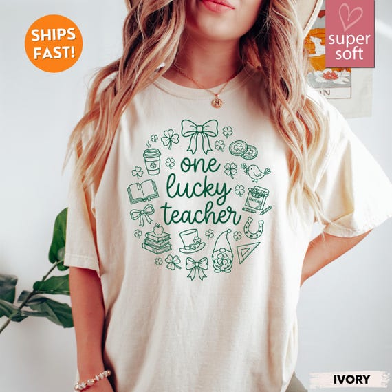 One Lucky Teacher Coquette St. Patricks Day Shirt, Shamrock Sweatshirt, Elementary Teacher Appreciation Gift