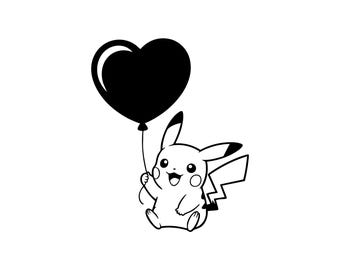 Pikachu Heart Balloon SVG PNG | Valentine Cricut File (Digital Download)
