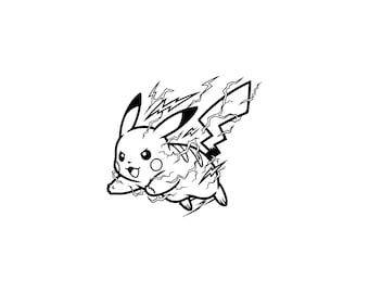 Pikachu Action Line Art SVG - Dynamic Anime Mouse Cut File (Digital Download)