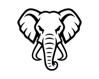 Elephant Head SVG, Zentangle Elephant Outline, PNG Digital Download