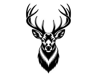 Deer Head SVG PNG, Buck Bust, Wildlife Vector Art (Digital Download)