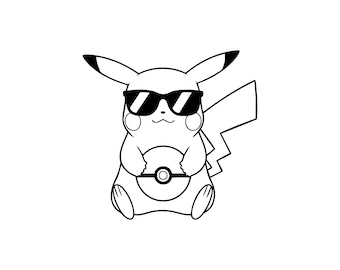 Cool Pikachu sunglasses SVG PNG - Digital Download