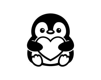 Kawaii Penguin Heart SVG | Valentine Clipart