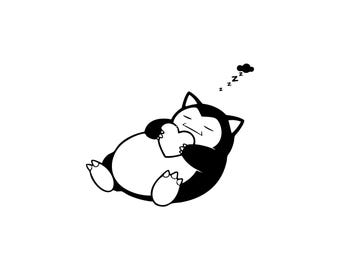 Cute Sleeping Snorlax SVG Bundle | Minimalist Pokémon Inspired Line Art ( Digital Download )