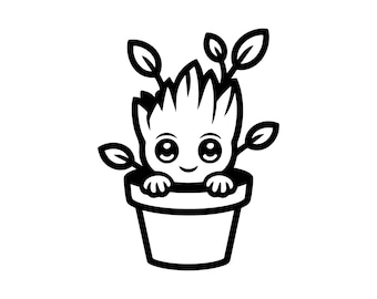 Árbol bebé en maceta SVG PNG - Archivo de corte - Descarga digital Kawaii Hero