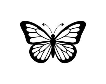Simple Butterfly Silhouette SVG PNG, Delicate Insect Outline (Instant Download)