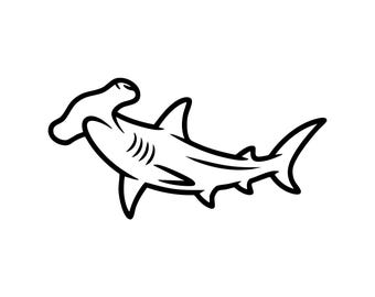 Minimalist Hammerhead Shark SVG, Fine Line Art Ocean Illustration (Digital Download)