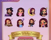 Custom Witchy Emotes 10pc - Personalized Chibi Magic Stickers from Your Photo Discord Twitch Emote PNG Digital Download