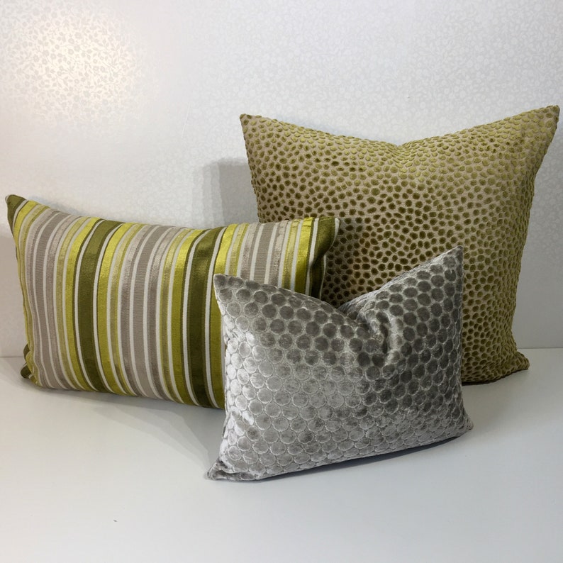 CHARTREUSE velvet cushion Lumbar pillow cover Linen cushion | Etsy