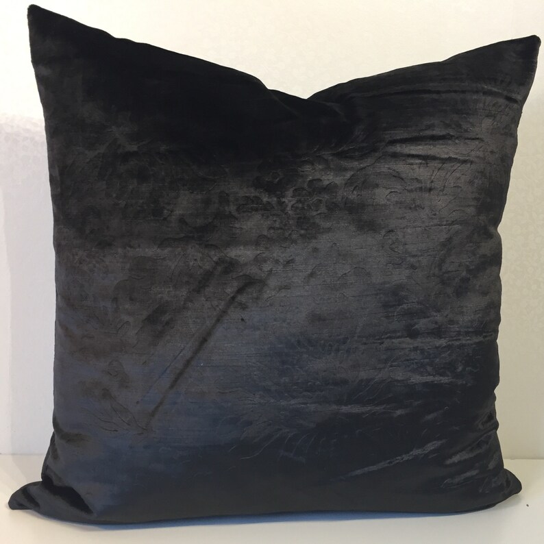 Black pillow covers 20x20 Black velvet cushion cover Embossed Etsy