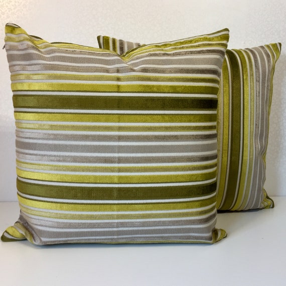 Chartreuse stripe pillow cover Chenille Chartreuse stripe pillow cover Chenille
