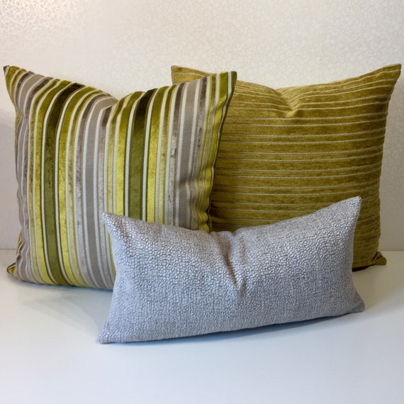Chartreuse stripe pillow cover Chenille Chartreuse stripe pillow cover Chenille