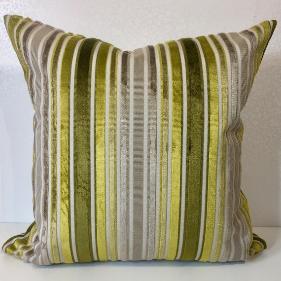 Chartreuse stripe pillow cover Chenille Chartreuse stripe pillow cover Chenille