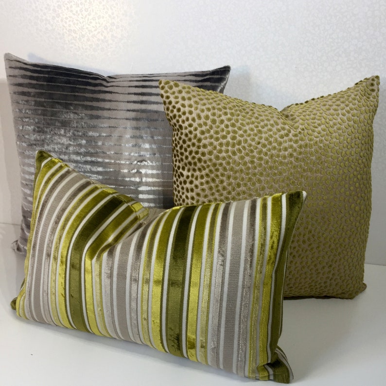 CHARTREUSE velvet cushion Lumbar pillow cover Linen cushion | Etsy