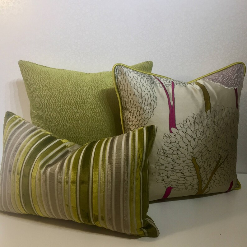 CHARTREUSE velvet cushion Lumbar pillow cover Linen cushion | Etsy