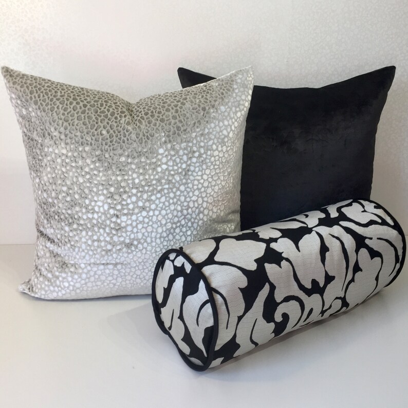 Black pillow covers 20x20 Black velvet cushion cover Embossed Etsy