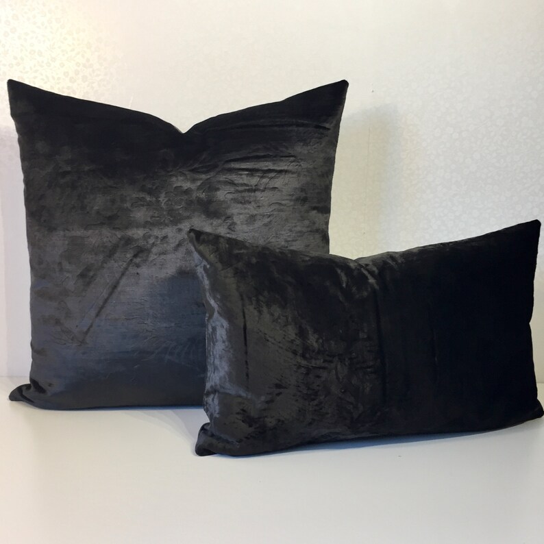 Black pillow covers 20x20 Black velvet cushion cover Embossed Etsy