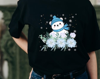 雪だるまのクリスマススウェットシャツPNG、花柄の冬のクリップアート（デジタルダウンロード）
