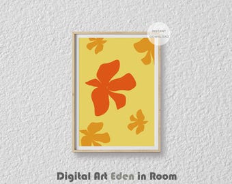 Blooming Flowers Art Print, Bright Spring Floral Drawing (Digital Download)