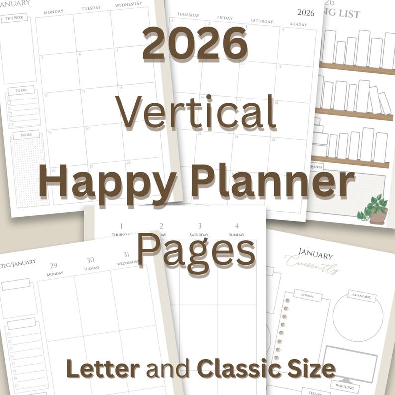 2026 Classic Vertical Happy Planner Printable Pages - Etsy
