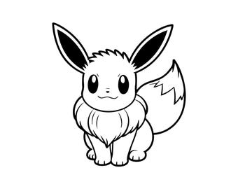 Eevee Minimalist SVG PNG – Simple Eevee Vector Cut File  (Digital Download)