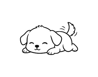 Puppy SVG PNG, Bold Dog Line Art, Cut File (Digital Download)