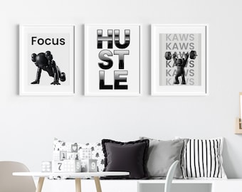 KAWS Poster Set of 3: Hypebeast Wall Art and Minimalist Graffiti Decor(Digital Download)