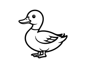 Duck Silhouette Art: Black And White Vector Illustration(Digital download)