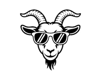 Funny Goat with Sunglasses Clipart: Farm Animal (Digital Download)