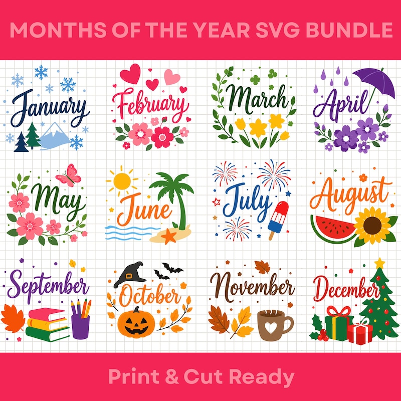 Months of the Year Clipart - Etsy