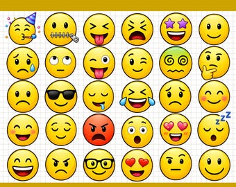 Emoji SVG PNG Mega Bundle, Smiley Face Clipart Pack, Cute Emoji Designs, Emoticon SVG Files, Cricut Cut Files, Print & Cut