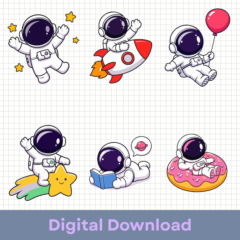 Astronaut SVG Mega Bundle - Cute Spaceman PNG, Space Outer Space Cut ...