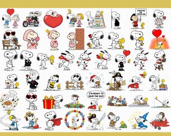 スヌーピーSVGバンドル、ピーナッツ漫画クリップアート（SVG、PNG