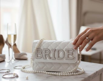 Bridal Bag,Gift for bride,Wedding bag,Pearl handbag,Bride clutch bag,Bridesmaid gift,Hen party,Wedding clutch,Bride,Bridal gift for Bride .