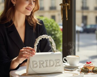 Bridal Bag,Gift for bride,Wedding bag,Pearl handbag,Bride clutch bag,Bridesmaid gift,Hen party,Wedding clutch,Bride,Bridal gift for Bride .