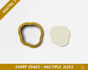 May include: A yellow cookie cutter and a beige cookie shape are displayed on a white background. The text "DIGITAL FILES" is in a gold banner in the upper left corner. The text "SHARP EDGES • MULTIPLE SIZES" is in a gold banner at the bottom.