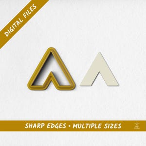 Puede incluir: Conjunto de dos piezas: un objeto dorado en forma de triángulo y un triángulo crema. El texto "DIGITAL FILES" está en la esquina superior izquierda. El texto "SHARP EDGES • MULTIPLE SIZES" está en la parte inferior.