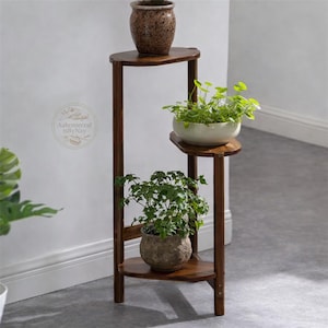 Soporte para plantas de bambú de 3 niveles: Estante de esquina, soporte para plantas de interior, decoración moderna para la sala de estar.