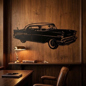 Retro Classic Car Metal Wall Art Vintage Automobile Decor, Oldtimer Steel Wall Sculpture for Garage Office Man Cave Nostalgic Car Lover Gift