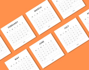 2026 2027 Mini Monthly Calendar, Small Desk Planner Cards (Digital Download)