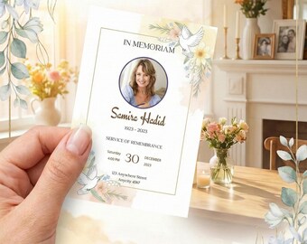 Plantillas de invitación para servicio conmemorativo - Celebración de la vida editable - Folleto para funeral
