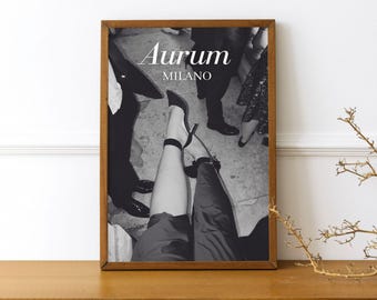 Afdrukbare kunst naaldhakken, zwart-wit modedecor, designer schoenafdruk