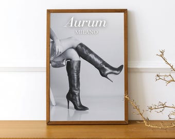 Afdrukbare kunst naaldhakken, zwart-wit modedecor, designer schoenafdruk