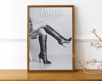 Afdrukbare modieuze kunst naaldhakken, zwart-witte chique print, designer schoenposter