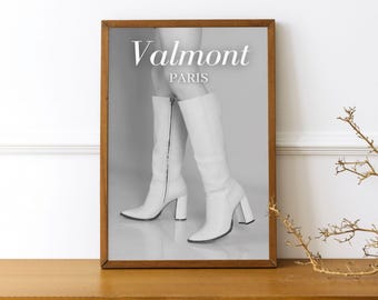 Afdrukbare kunst naaldhakken, zwart-wit modedecor, designer schoenafdruk