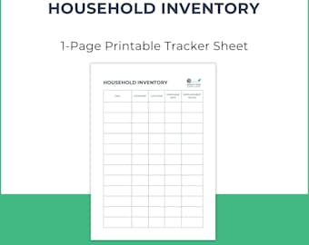 Household Inventory Printable | Home Item Tracker | Minimalist Home Management | A4 PDF