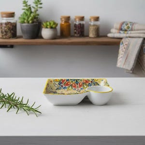 Plato con estampado vibrante / Bol de cerámica para patatas fritas y salsas / Bandeja para servir aperitivos
