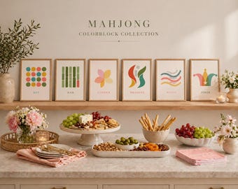 Mahjong Colorblock Art Set, Minimalist Tile Prints (Digital Download)